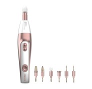 Cecotec Bamba PinkyCare 700 Perfect Nails Set de Manicura 7 en 1 - Cinco Velocidades - Cabezales Surtidos - Ergonomico y Manejable - Luz Frontal - Estuche de Viaje - Color Blanco y Rosa