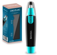 Cecotec Bamba PrecisionCare NoseTrim Cortapelos Inalambrico - Cuchilla de Acero Inoxidable - Ergonomico - Tapa Protectora Incluida - Portatil y Facil de Usar - Funciona con Pilas - Color Negro y Azul