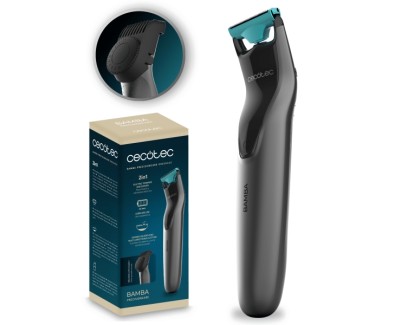 Cecotec Bamba PrecisionCare OneShave Afeitadora Recortadora 2 en 1 - Uso Inalambrico - Cuchillas de Acero Inoxidable - Peine Ajustable de 0.5 a 10mm - Ergonomico - Protector de Cuchilla - Color Gris