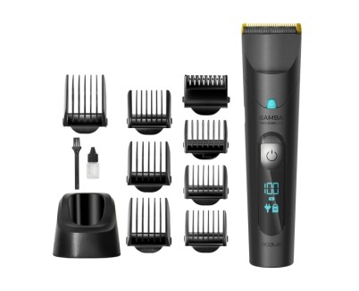 Cecotec Bamba Precisioncare Wet and Dry Cortapelos Inalambrico - Cuchillas de Titanio - 120min de Autonomia - IPX6 Resistente al Agua - 8 Peines Guia - Pantalla LED - Bloqueo de Seguridad - Color Negro