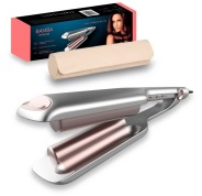 Cecotec Bamba RitualCare 2000 Summer Waves Plancha de Pelo para Ondas - Temperatura Regulable - Funcion Ionizadora - Punta Fria - Cable 360º de 1.8m - Bolsa de Viaje - Autoapagado - Color Plata