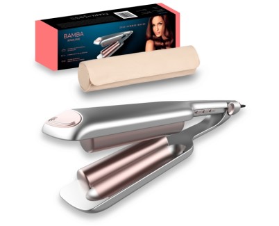 Cecotec Bamba RitualCare 2000 Summer Waves Plancha de Pelo para Ondas - Temperatura Regulable - Funcion Ionizadora - Punta Fria - Cable 360&ordm; de 1.8m - Bolsa de Viaje - Autoapagado - Color Plata