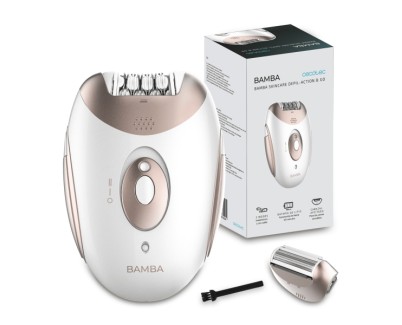 Cecotec Bamba SkinCare Depil-Action Go Depiladora de Arranque Inalambrica - Uso con Cable - Autonomia 40min - Cabezal Zonas Sensibles - Sistema de 18 Pinzas - 2 Velocidades - Color Blanco