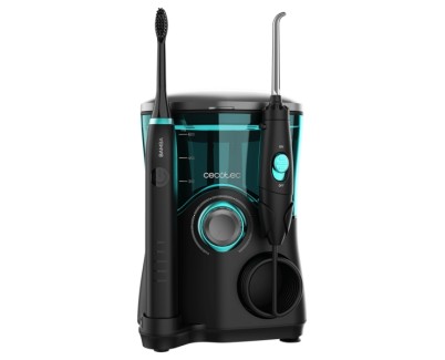 Cecotec Bamba ToothCare Jet Clean Estacion de Cuidado Dental con Irrigador y Cepillo - Deposito 600ml - 10 Niveles - 7 Boquillas Incluidas - Cepillo Sonico con 5 Modos - IPX7 - Color Negro