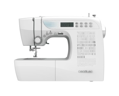 Cecotec BelleCouture 21500 Maquina de Coser Profesional - Pantalla LCD - 215 Puntadas Variadas - Enhebrado Automatico - Luz LED - Doble Elevacion Del Prensatelas - Accesorios Incluidos - Color Blanco