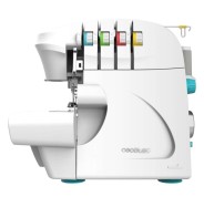 Cecotec BelleCouture OverLock Maquina de Coser Remalladora de 4 Hilos - Velocidad hasta 1100rpm - Apto para Todo Tipo de Tejidos - Prensatelas Ajustable - Puntadas Decorativas Variadas - Color Blanco