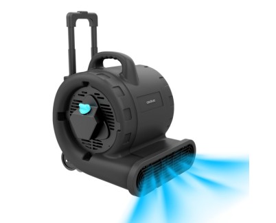Cecotec BlowIndustry 6000 FlowFloor Soplador de Aire - Potencia de 600W - Potente Flujo de Aire - 3 Velocidades - Flujo de 2700 m3/h - Ruedas y Mango Retractil - Facil de Transportar - Color Negro