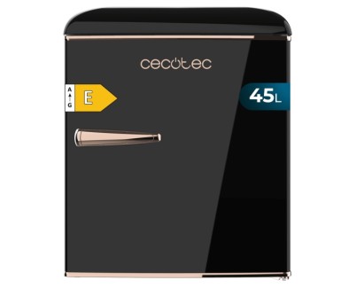 Cecotec Bolero CoolMarket TT Origin 45 Black E Mini Frigorifico - Capacidad 45L - Estilo Retro - Cajon para Hielo - Tirador Cromado - 44.7x53.4x55cm - Color Negro