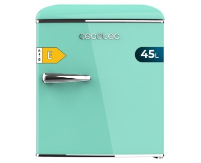 Cecotec Bolero CoolMarket TT Origin 45 Green E Mini Frigorifico - Capacidad 45L - Estilo Retro - Cajon para Hielo - Tirador Cromado - 44.7x53.4x55cm - Color Menta