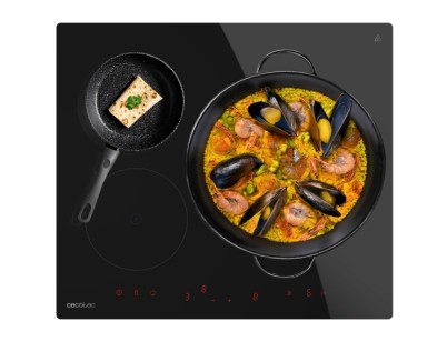 Cecotec Bolero Squad I 3600 Cocina de Induccion Encastrable - 7400W - 3 Zonas - Temporizador - Control Tactil Invisible - 9 Niveles de Potencia - Funcion Booster - Color Negro