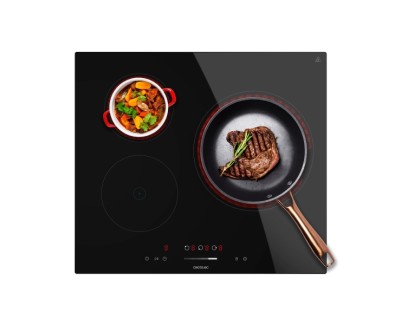 Cecotec Bolero SquadV 3100 Cocina Vitroceramica Encastrable - 5700W - 3 Zonas - Temporizador - Seguro Infantil - Control Tactil - 9 Niveles de Potencia - Indicador de Calor Residual - Color Negro