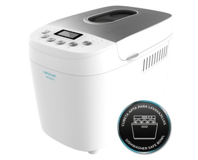 Cecotec Bread and Co 1500 PerfectCook Panificadora Automatica - 850W - 15 Programas Automaticos - 2 Resistencias - Apto para Lavavajillas - Tostado en 3 Niveles - Pantalla LCD - Color Blanco