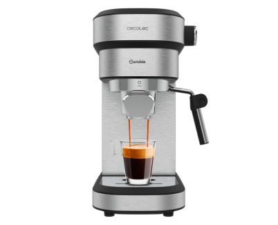 Cecotec Cafelizzia 790 Steel DUO Cafetera Espresso - 1350W - Presion de 20Bar - Doble Salida de Cafe - Vaporizador Orientable - Deposito 1.2L Extraible - Filtro para Capsulas - Acero Inoxidable