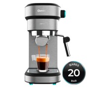 Cecotec Cafelizzia 890 Gray Cafetera Espresso - 1350W - 20Bar - Vaporizador Orientable - Deposito Agua 1.2L Extraible - Doble Salida de Cafe - Sistema de Ahorro Energetico - Acero Inoxidable