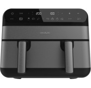 Cecotec Cecofry Advance 9000 Freidora de Aire Doble - 2800W - Capacidad 9L - Temperatura Regulable - Acero Inoxidable - Panel Tactil - Pared Divisoria Movil - Color Negro y Gris
