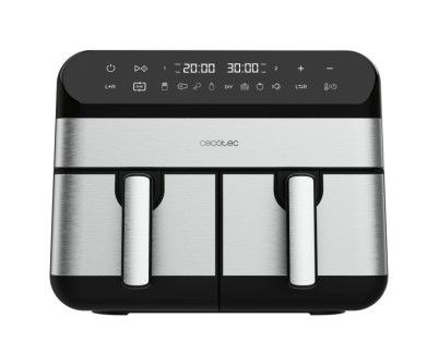 Cecotec Cecofry Advance 9000 Inox Freidora sin Aceite Doble - 2800W - Capacidad de 9L - Rango de 80 a 200&deg;C - 8 Programas Preconfigurados - Acero Inoxidable - Color Negro