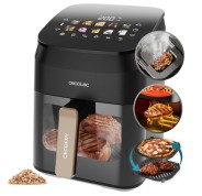 Cecotec Cecofry and Grill Smokin\' 4500 Freidora sin Aceite 3 en 1 - 1900W - Ahumador Integrado - Coccion Rapida y Uniforme - Capacidad 4.5L - 10 Menus Automaticos - Control Visual - Color Negro