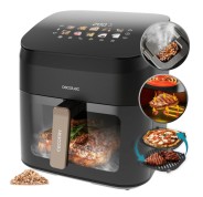 Cecotec Cecofry and Grill Smokin\' 8500 Freidora de Aire - 2200W - Capacidad 8.5L - Temperatura Regulable hasta 200ºC - Ahumador Integrado - Ventana de Visualizacion - Color Negro