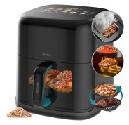 Cecotec Cecofry and Grill Smokin\'Prime 6500 Freidora de Aire con Doble Resistencia - 2200W - Capacidad 6.5L - Temperatura Regulable - Grill - Ahumador - Ventana de Visualizacion - Color Negro