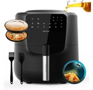 Cecotec Cecofry Rain Pack Freidora sin Aceite - 1550W - Autodosificador - Capacidad 5.5L - 8 Menus Preconfigurados - Panel Multifuncion - Funcion de Autolimpieza - Accesorios de Silicona - Color Negro