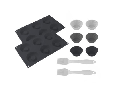 Cecotec Cecofry SweetBake XL Pack de Moldes para Donas y Magdalenas - Compatible con Freidoras de 9 a 11L - Libre de BPA - Superficie Antiadherente - Incluye Pinceles de Silicona - Facil Limpieza