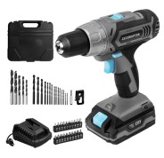 Cecotec CecoRaptor Perfect Drill 2020 Advance Taladro Atornillador - Torque 46Nm - 1550rpm - Bloqueo de Husillo Automatico - Bateria 2Ah 20V - Luz LED - Incluye Accesorios - Color Negro y Gris
