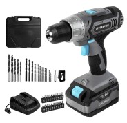 Cecotec CecoRaptor Perfect Drill 4020 Advance Taladro Percutor Inalambrico - Torque 46Nm - Velocidad 1550rpm - Bateria 20V 4Ah - Luz LED - Incluye Accesorios y Maletin - Color Negro y Gris