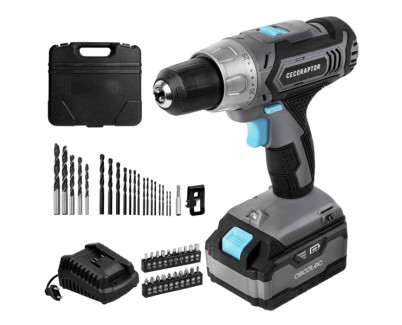 Cecotec CecoRaptor Perfect Drill 4020 Advance Taladro Percutor Inalambrico - Torque 46Nm - Velocidad 1550rpm - Bateria 20V 4Ah - Luz LED - Incluye Accesorios y Maletin - Color Negro y Gris