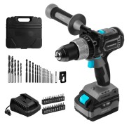 Cecotec CecoRaptor Perfect ImpactDrill 4020 Brushless Ultra Taladro Percutor Inalambrico - Torque 46Nm - 2000rpm - 3000Ipm - Bateria 4Ah 20V - Luz LED - Incluye Accesorios - Color Negro y Gris
