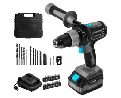 Cecotec CecoRaptor Perfect ImpactDrill 4020 Brushless Ultra Taladro Percutor Inalambrico - Torque 46Nm - 2000rpm - 3000Ipm - Bateria 4Ah 20V - Luz LED - Incluye Accesorios - Color Negro y Gris