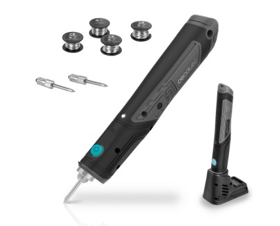 Cecotec CecoRaptor Perfect Solder 360 Advance Soldador Inalambrico - 8W - Autonomia 40min - Bateria 1.5Ah 4V - Temperatura hasta 450&ordm;c - Luz LED - Soporte - Apagado Automatico - Color Negro y Gris