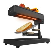 Cecotec Cheese and Grill 6000 Pro Raclette con Funcion Grill - 600W - Acero Inoxidable Duradero - Espatulas de Madera - Termostato - Parrilla Antiadherente - Mango Reclinable - Compacto - Color Negro