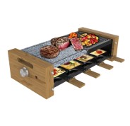 Cecotec Cheese and Grill 8400 Wood MixGrill Raclette - 1200W - 8 Sartenes Antiadherentes - Grill y Plancha - Termostato - Placas Antiadherentes de Acero y Piedra Extraibles - Color Madera Claro