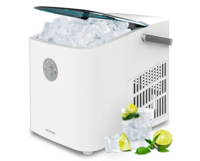 Cecotec Chillin Ice 1200 Go Maquina de Hielo - 120W - Capacidad de 12kg Diarios - Control con Botones y LEDs - Ventana para Monitoreo - Funcion Autolimpieza - Color Blanco