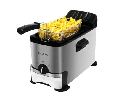 Cecotec Cleanfry Infinity 3000 Freidora Electrica - 2000W - Capacidad 3L - Sistema de Filtrado - Apto Lavavajillas - Temperatura Regulable - Antiolores - Recipiente de Aceite Extraible - Acero Inoxidable