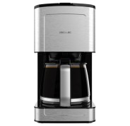 Cecotec Coffee 56 Heat Cafetera de Goteo para 12 Tazas - Potencia 800W - Capacidad 1.3L - Temperatura Regulable - Acabados en Acero Inoxidable - Color Negro y Plateado
