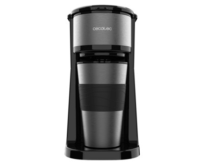 Cecotec Coffee 66 Drop and Go Cafetera de Goteo - Potencia 700W - Capacidad 420ml - Sistema Antigoteo - Acero Inoxidable - Termo Portatil - Color Negro y Gris