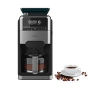 Cecotec Coffee 66 Grind and Brew Cafetera de Goteo de 12 Tazas - 1400W - Jarra de 1.5L - Programable - Acabados en Acero Inoxidable - Deposito y Molinillo Integrado - Color Negro y Gris