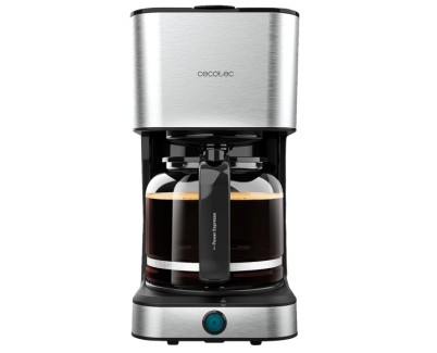 Cecotec Coffee 66 Heat Cafetera de Goteo - Potencia 950W - Deposito de 1.5L - Sistema Antigoteo - Acabados en Acero Inoxidable - Temperatura Regulable - Color Negro y Plateado