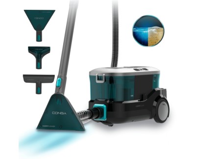 Cecotec Conga CarpetClean 10000 EasyHome Aspirador para Tapiceria - 800W - Accesorio para Ventanas - Doble Deposito - Ruedas Incorporadas - Radio de 7m - Facil Transporte - Color Negro y Azul
