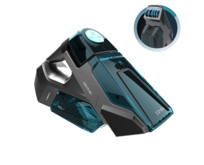 Cecotec Conga Motorhand Carpet and Spot Clean 2000 Aspirador de Mano para Tapiceria - 90W - Autonomia 25min - Cepillo Motorizado - Spray para Manchas - Doble Deposito - Color Negro y Azul