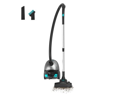 Cecotec Conga Powerbag 2000 Compact Plus Aspirador de Trineo - 800W - Deposito de 2L - Filtrado de Alta Eficiencia - Tubo Telescopico Regulable - Radio de Accion 6m - Color Negro y Plata