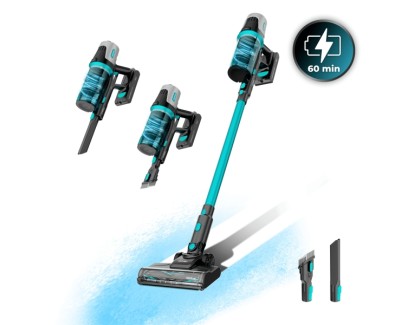Cecotec Conga Rockstar 1500 Horizon X-Treme XL Aspirador de Escoba Vertical - 215W - Autonomia hasta 60min - Deposito de 600ml - Varios Modos de Uso - Incluye Accesorios - Color Negro y Azul