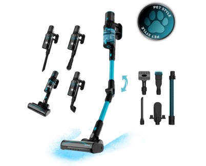 Cecotec Conga Rockstar 3500 Storm Pet Flex Aspirador Escoba Vertical sin Cable - 500W - 30kPa - Autonomia 70min - Cepillo Antienredos - Tubo Flexible - Luz LED - Bateria de 33.6V - Color Negro y Azul