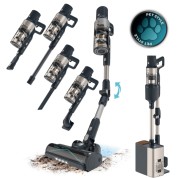 Cecotec Conga Rockstar 5500 Station Pet Flex Aspirador Escoba Vertical sin Cable - 700W - 30kPa - Autonomia 90min - Tubo Flexible - Luz LED - Bateria de 33.6V - Color Negro y Plata