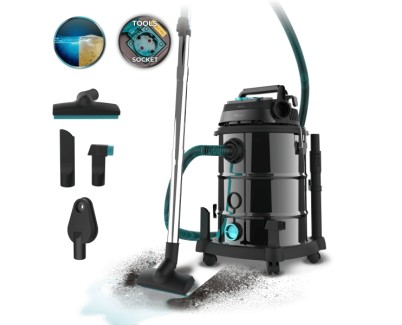 Cecotec Conga Rockstar Wet and Dry Steel Pro Tool Aspirador de Trineo - 1600W - Carcasa Metalica - Deposito 30L - Filtrado Multiple - Enchufe para Herramientas - Funcion de Soplado - Acero Inoxidable