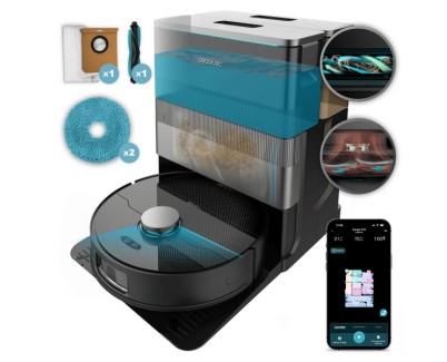 Cecotec Conga X70 Robot Aspirador con Base de Autovaciado 4 en 1 - Control con App - Bluetooth - Autonomia hasta 240min - Succion 15kPa - Inteligencia Artificial - Laser - WiFi - Color Negro