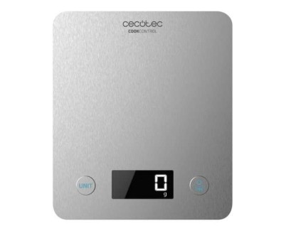 Cecotec Cook Control 10000 Connected Bascula de Cocina - Acabado en Acero Inox - Precision de 1gr - Peso Max. 5kg - Pantalla LCD - Dise&ntilde;o Extraplano - Recubrimiento Antihuellas