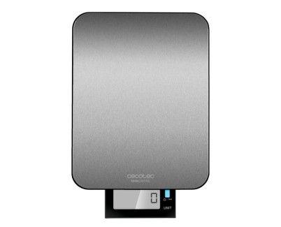 Cecotec Cook Control 9000 Waterproof Bascula de Cocina - Capacidad hasta 10kg - Precision de 1g - Resistente al Agua - Pantalla Extragrande - Acero Inoxidable - Funcion Tara - Bateria Incluida
