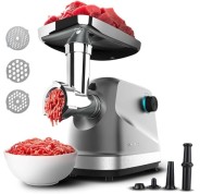 Cecotec Crusher 1400 Steel Picadora de Carne Electrica - Potencia de 1360W - Accesorios Surtidos - Compacto y Manejable - Sistema de Seguridad - Facil Limpieza - Base Antideslizante - Acero Inoxidable